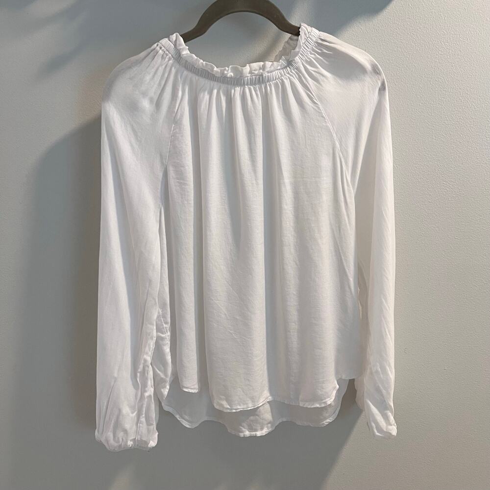 Bella Dahl White Elastic Shirred Top Size M